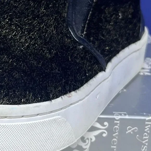 Luichiny Vay Kay Faux Fur Black & Gold Slip-on Loafers Black Trim White Sole 8.5 - Picture 13 of 13